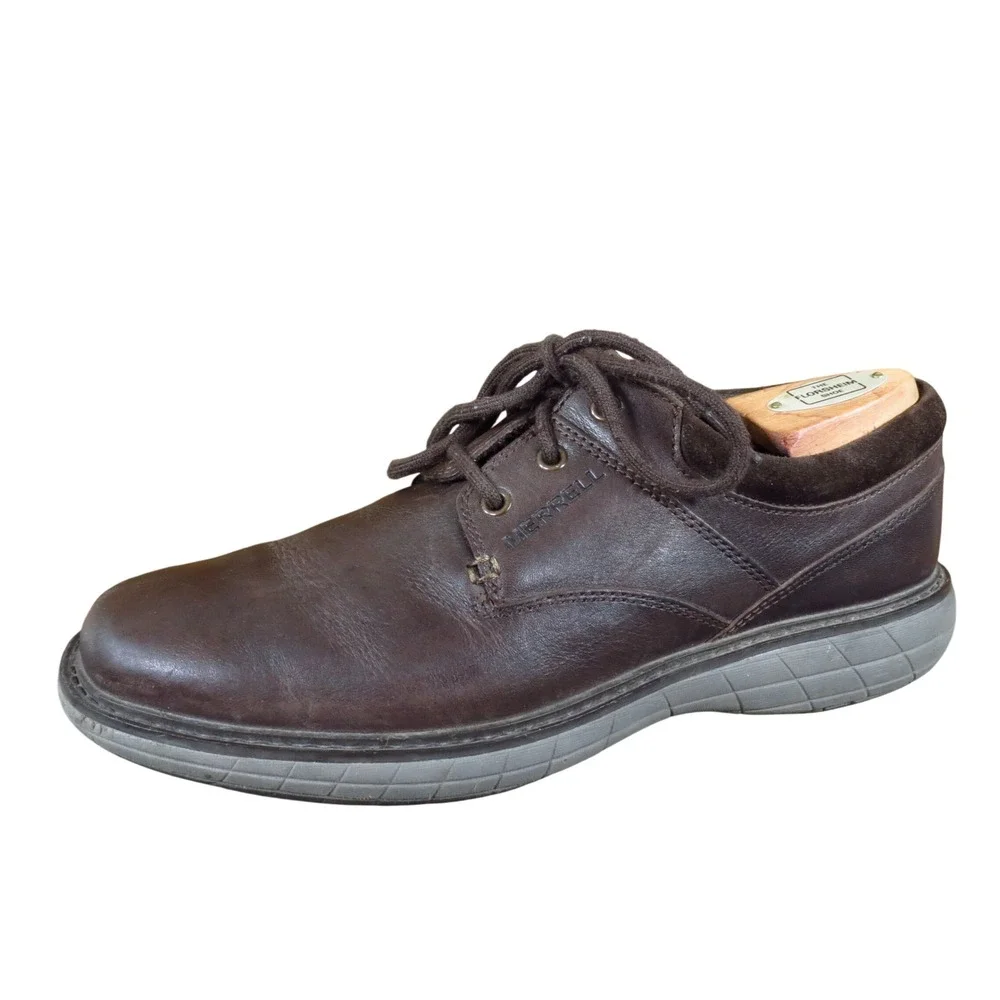Merrell World Vue Mens Oxford Shoe Size 7.5 Walking Travel Brown Leather J97583